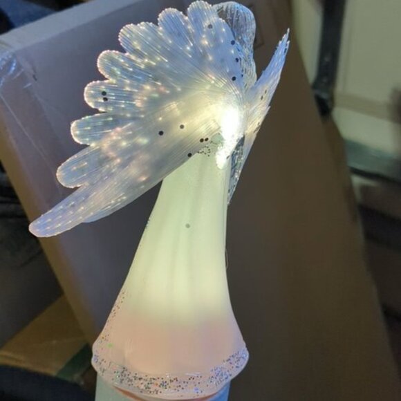 Vintage Color Changing Rotating Fiber Optic Praying Angel Christmas Tree Topper - Picture 3 of 10
